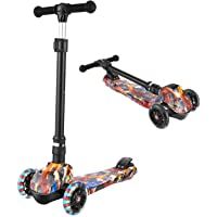 WeSkate Patinete de tres ruedas plegable para niños de 3 ruedas- para niños y niñas de 3 a 12 años- con sistema de…